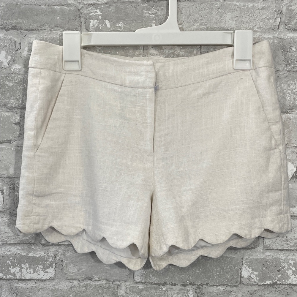 Alice Collection Elegant Cream High Waist Scalloped Shorts